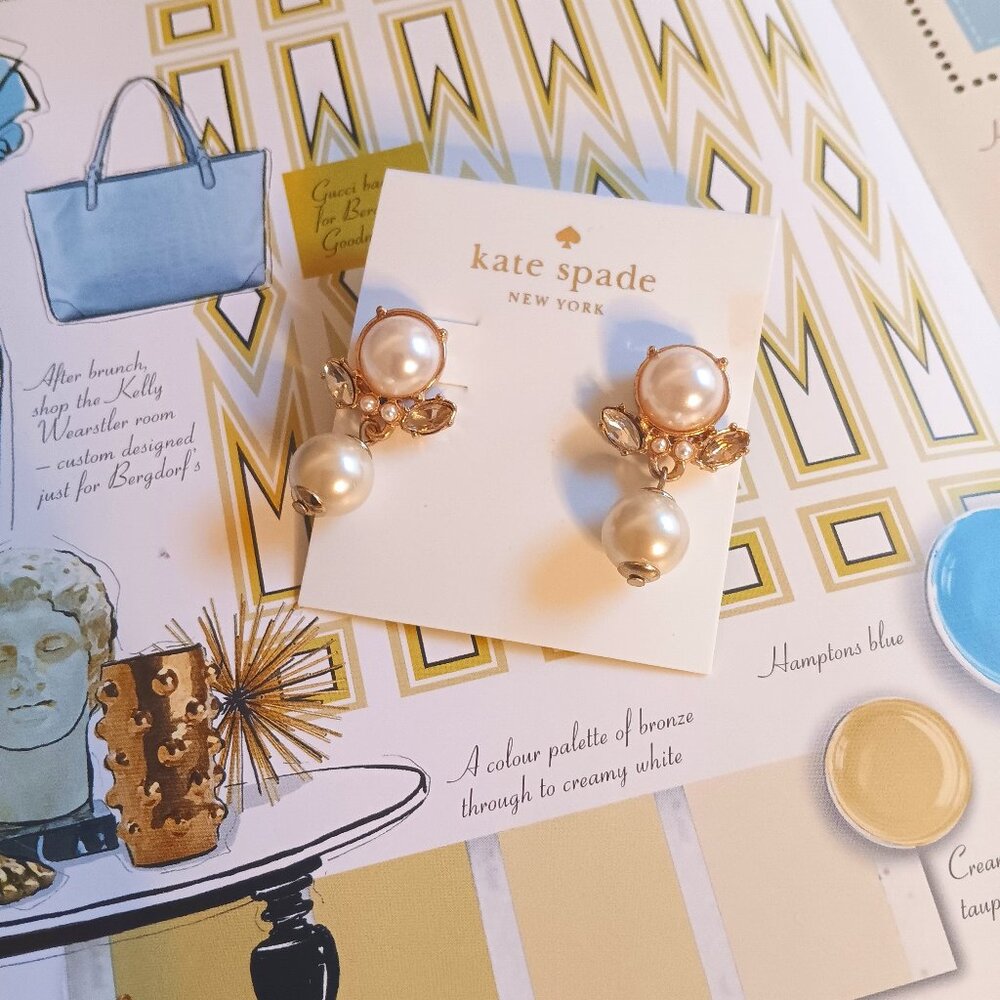 NWOT Kate Spade Pearl Studded Drop Earrings